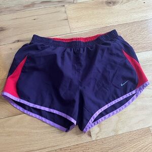 Nike Purple and Red Athletic Running Shorts for Dynamic Workouts
